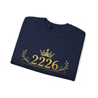 Crewneck Sweatshirt — Gold Crown '2226' Royal Crest Design