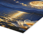 Moonlit Lotus Glass Cutting Board — Celestial Lake Kitchen Art & Serving Platter