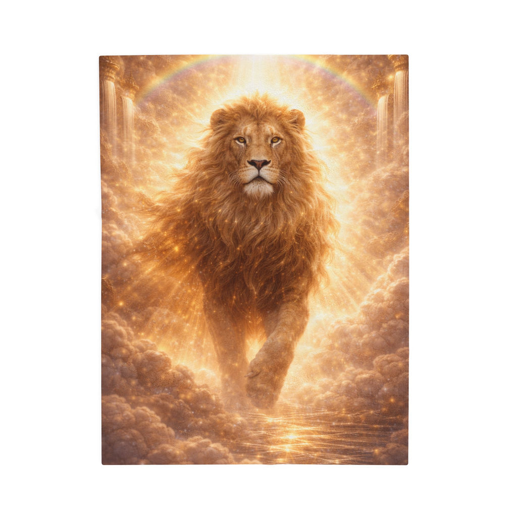 Lion of Light Velveteen Plush Blanket — Golden Majestic Lion Throw for Bedroom & Gifts