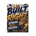 Built Right Velveteen Plush Blanket — Strong. Wise. Faithful. Lion & Bible Christian Throw