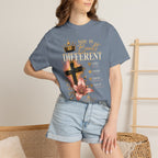 She Is Built Different Christian T-Shirt — Cross, Crown & Lily Faith Tee