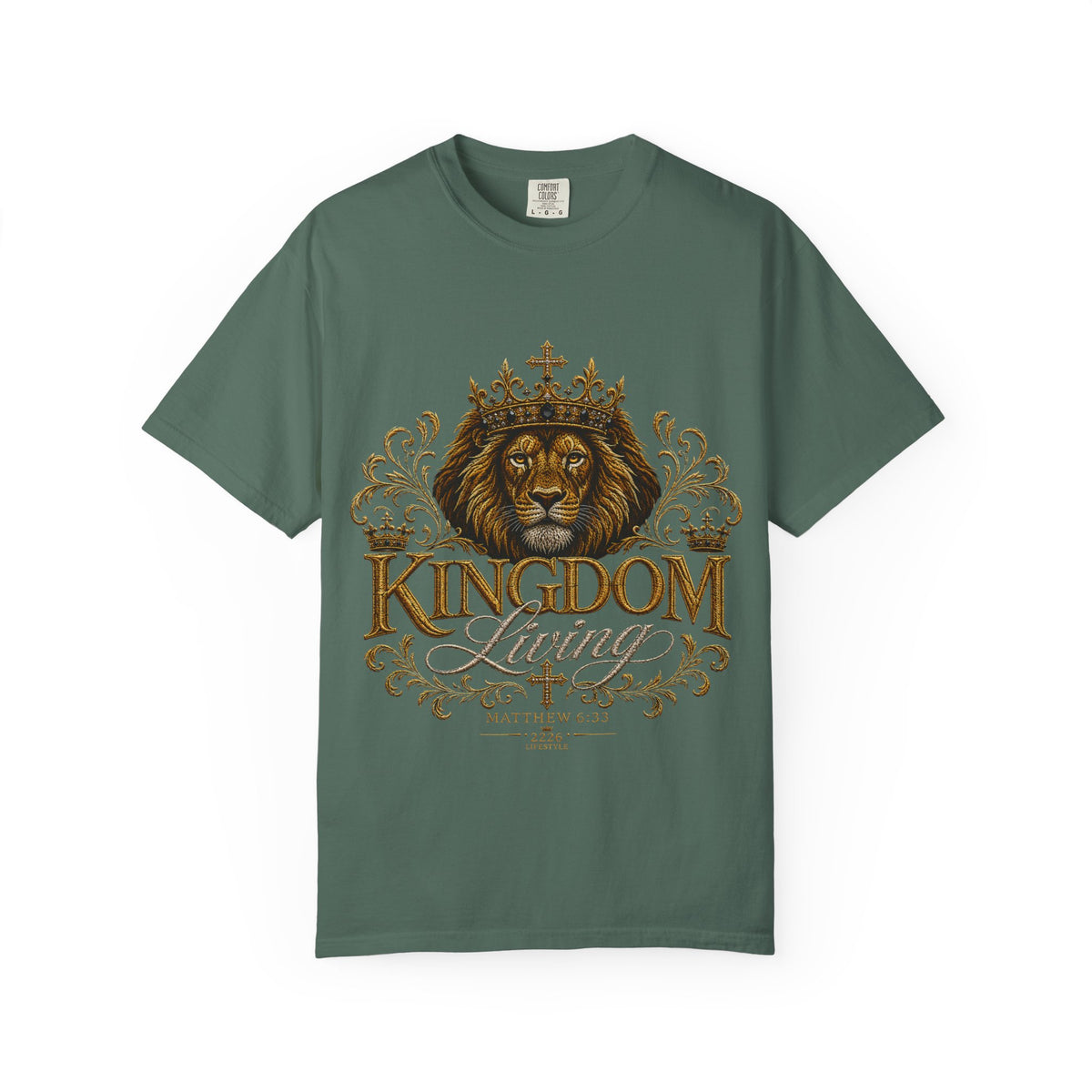 Kingdom Living Lion T-Shirt — Inspirational Christian Cross Floral Tee