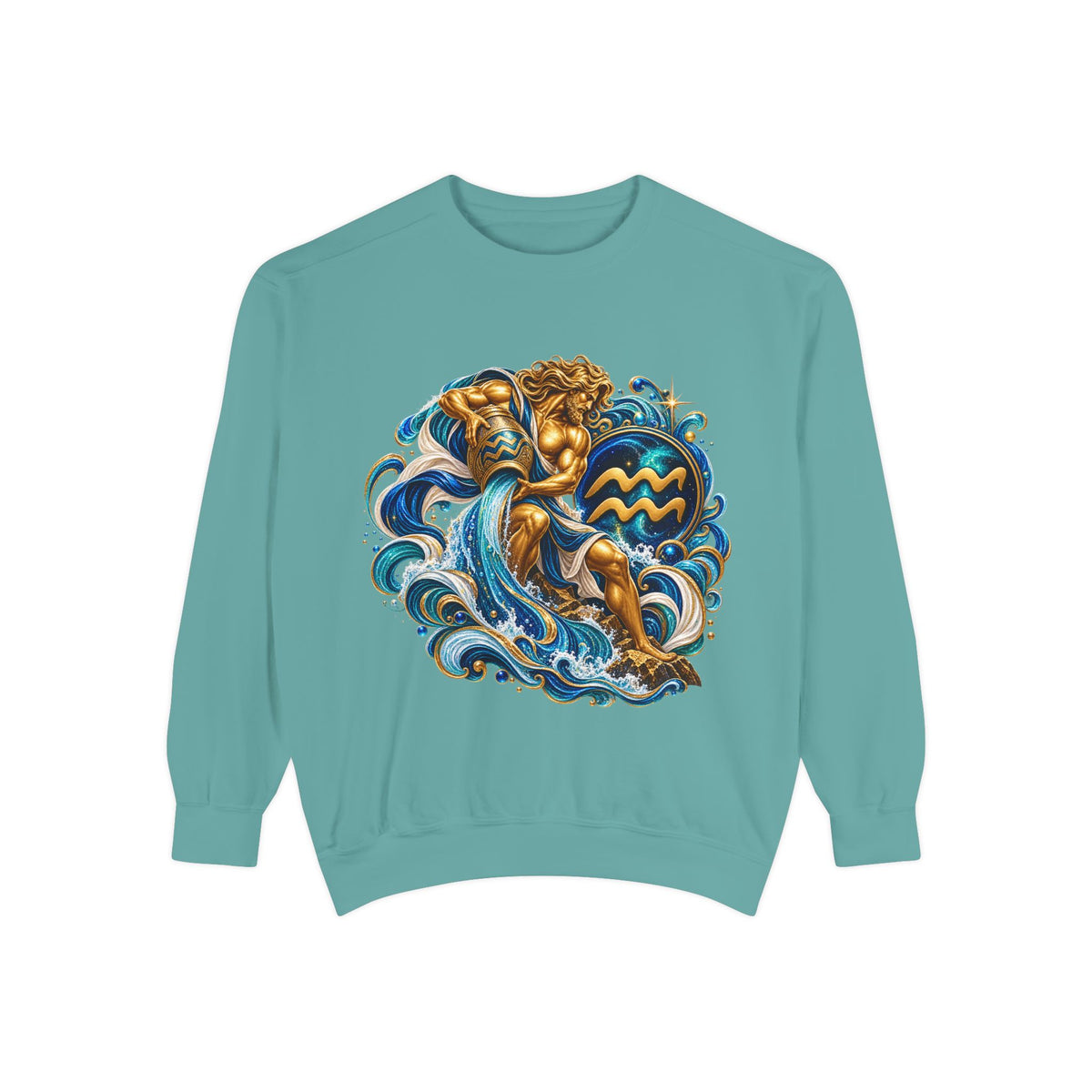 Aquarius Zodiac Sweatshirt — Water Bearer Astrology Graphic Crewneck