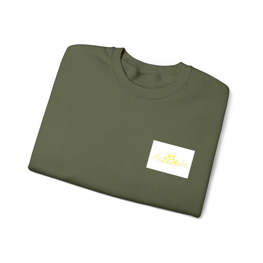 Crewneck Sweatshirt — Tiny Golden Crest Chest Patch