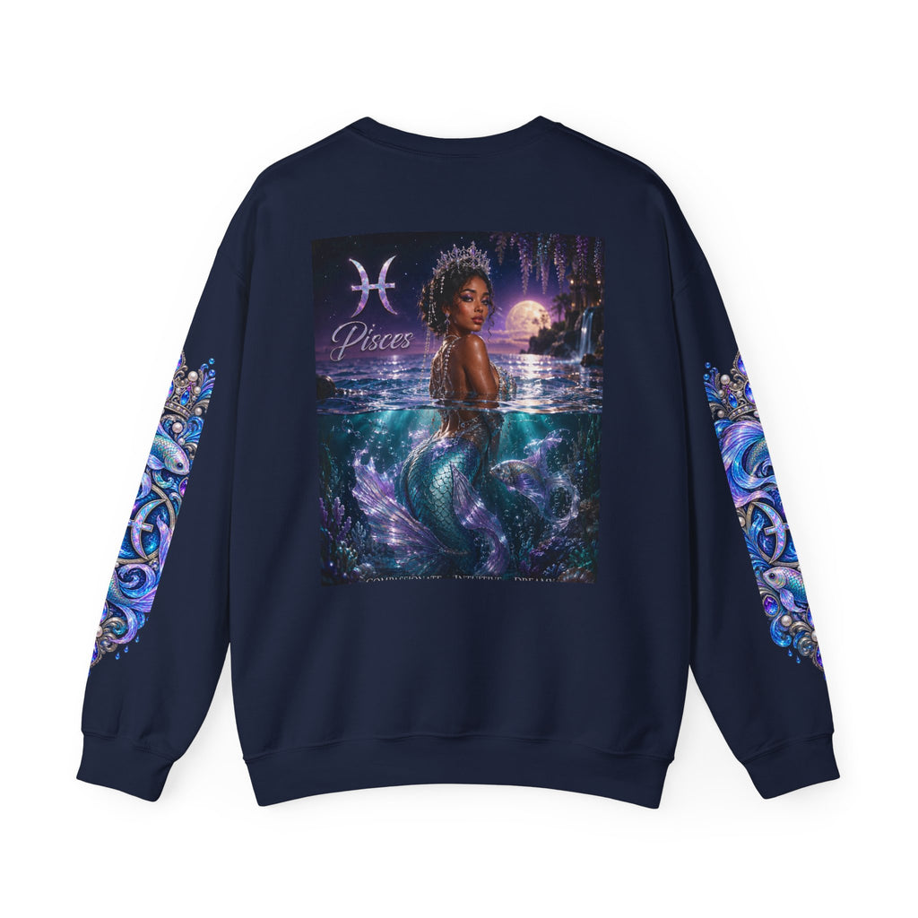 Pisces Mermaid Crewneck Sweatshirt — Zodiac Astrology Graphic Sweater