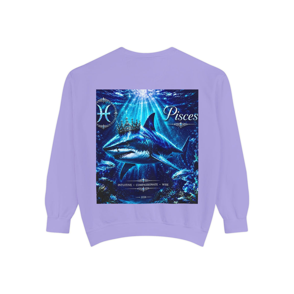 Pisces Zodiac Sweatshirt — Cosmic Blue Pisces Shark Astrological Crewneck