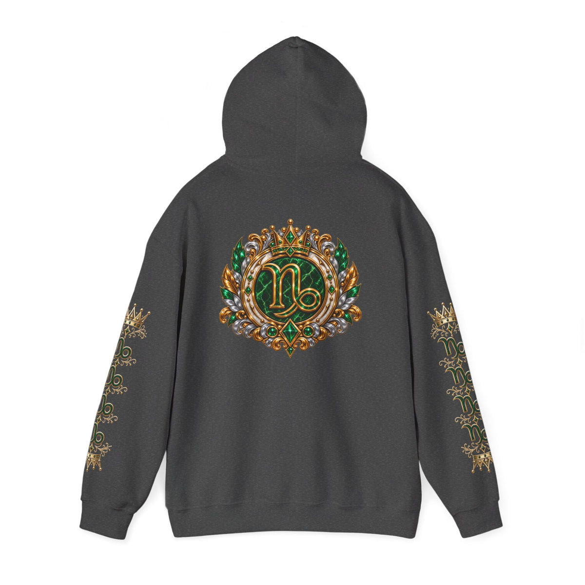 Capricorn Zodiac Crest Hoodie — Ornate Zodiac Virgo Emblem Hooded Sweatshirt