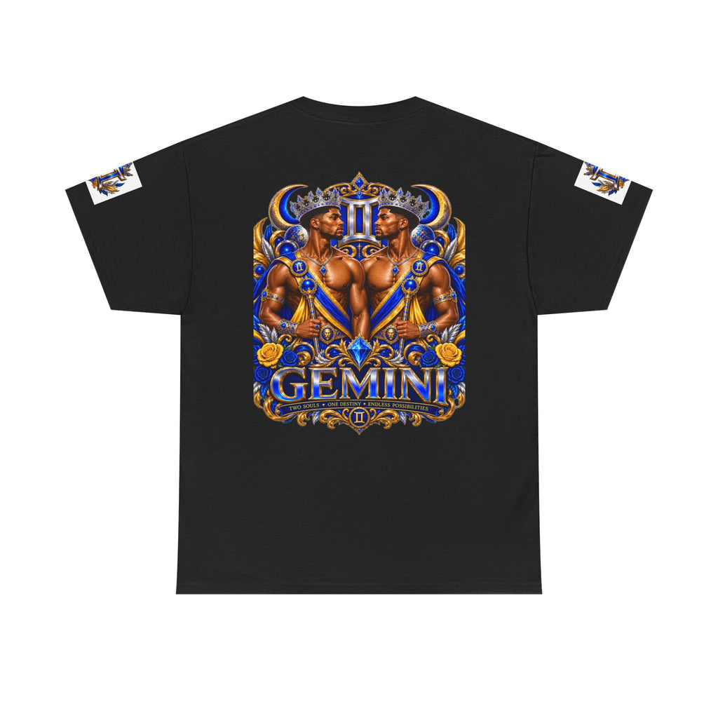 Gemini Zodiac Tee — Bold Royal Twin Astrology T‑Shirt