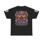 Gemini Zodiac Tee — Bold Royal Twin Astrology T‑Shirt