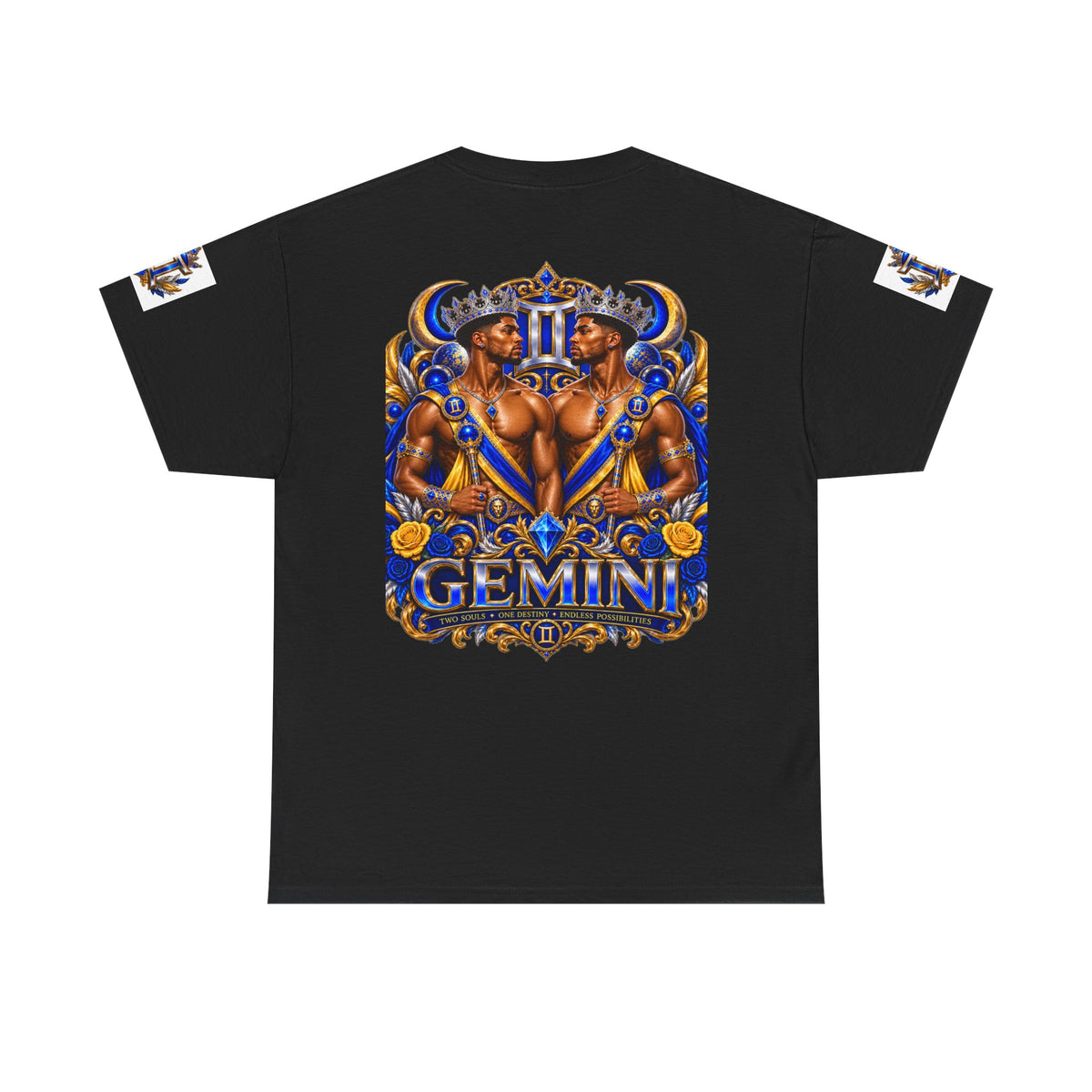 Gemini Zodiac Tee — Bold Royal Twin Astrology T‑Shirt
