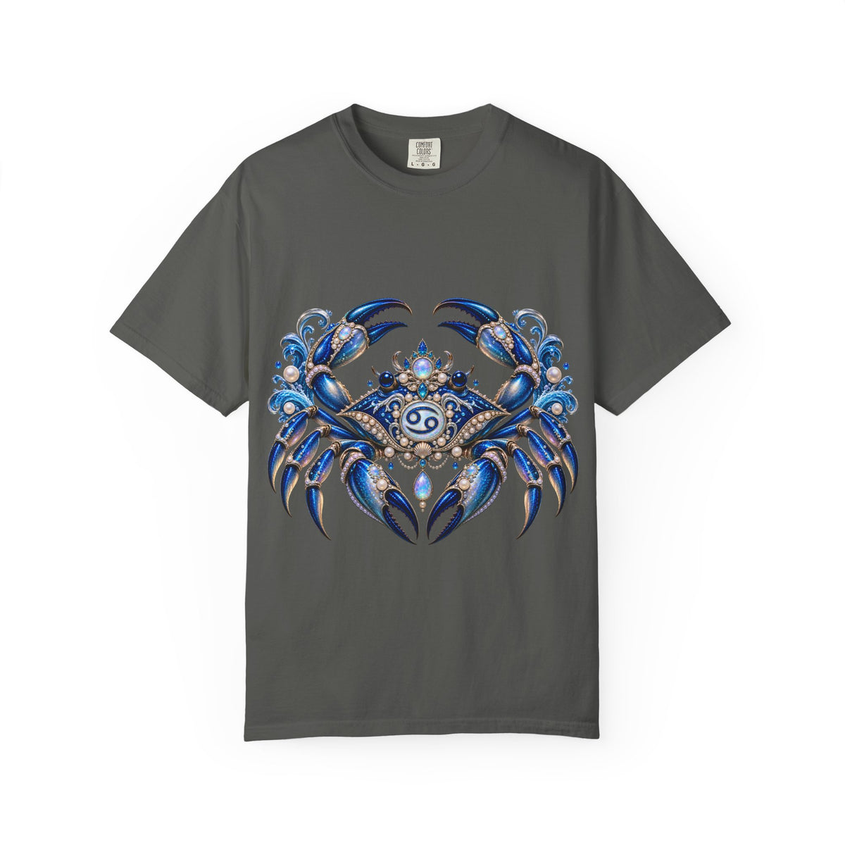 Cancer Zodiac Crab T-Shirt — Blue Astrology Tee (Cancer: Intuitive • Loyal • Nurturing)