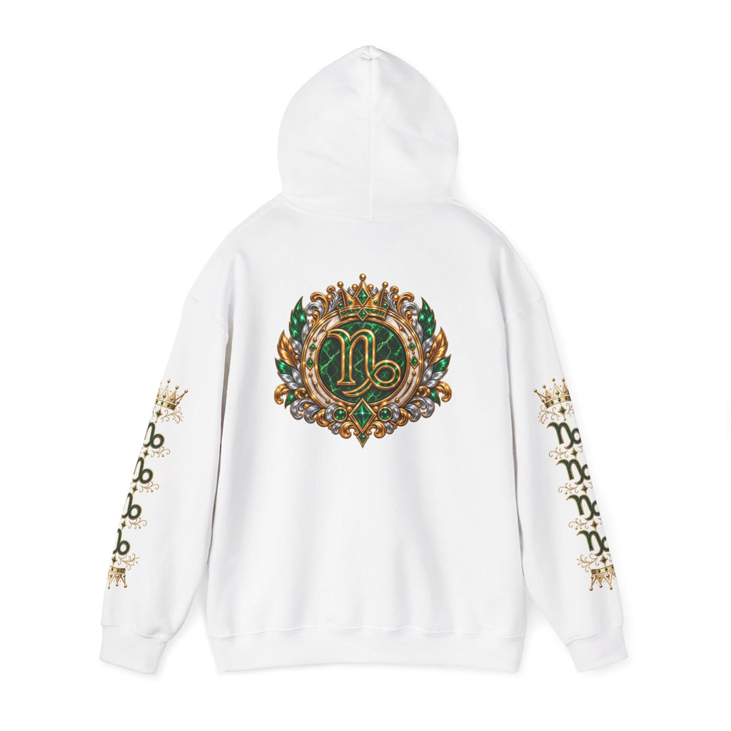 Capricorn Zodiac Crest Hoodie — Ornate Zodiac Virgo Emblem Hooded Sweatshirt