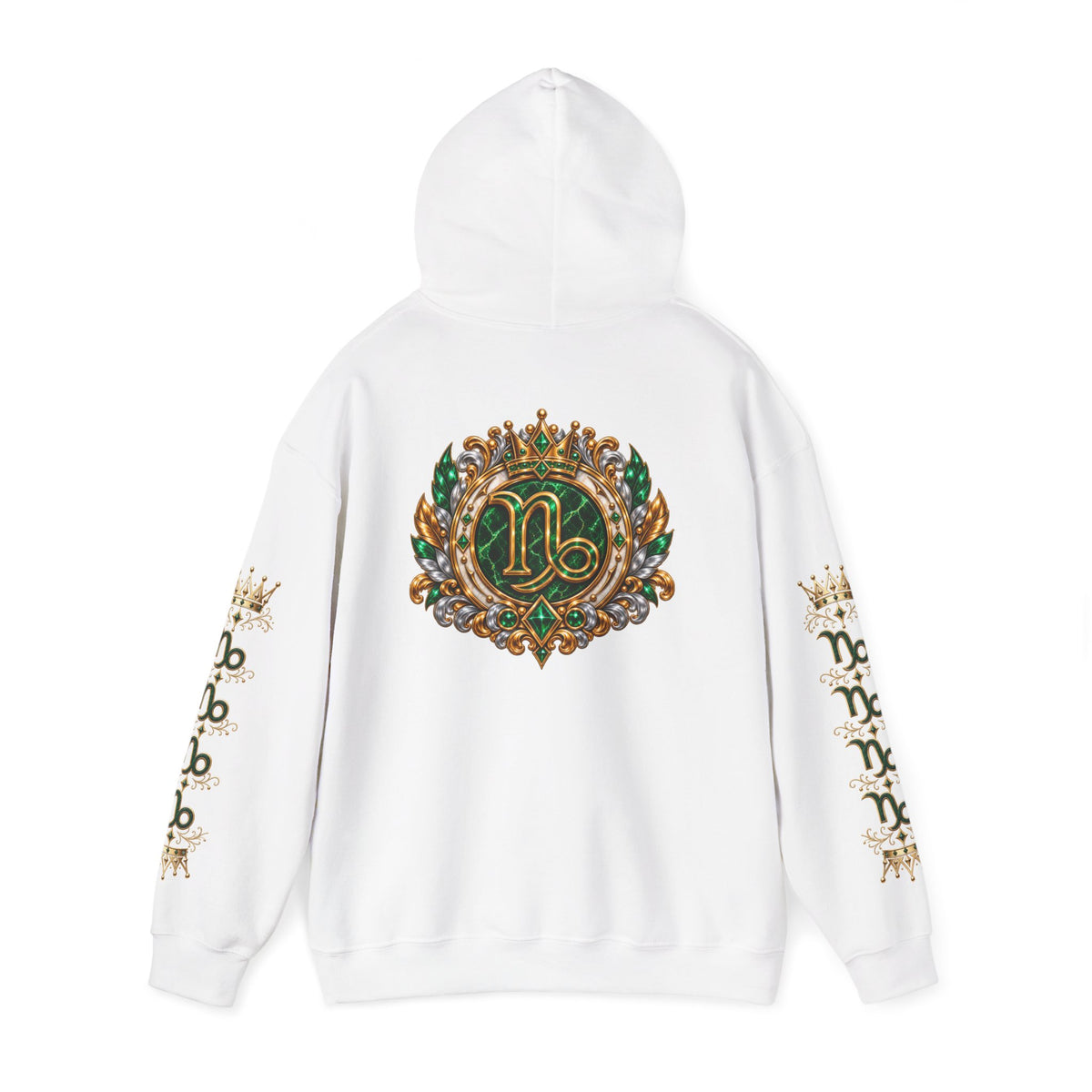 Capricorn Zodiac Crest Hoodie — Ornate Zodiac Virgo Emblem Hooded Sweatshirt