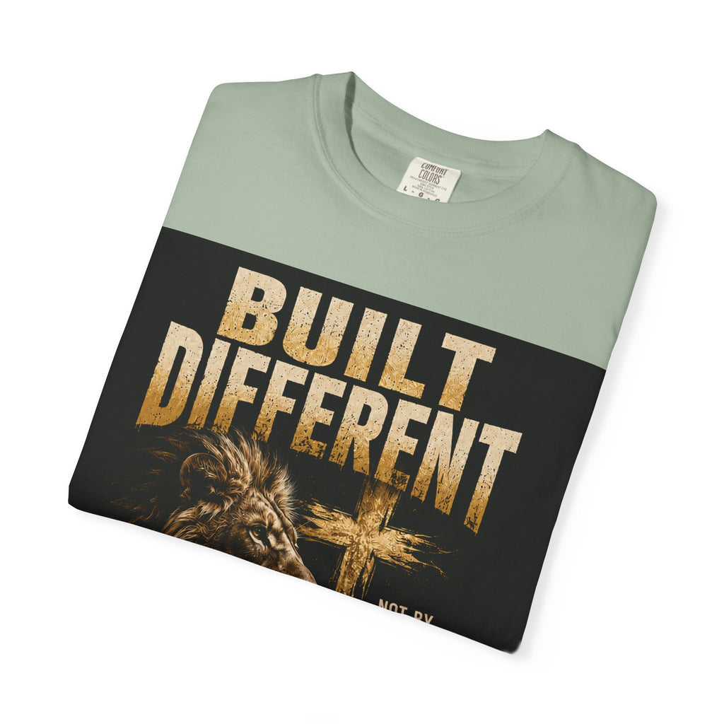 Built Different Christian Lion T-Shirt — "Built Right, Beautiful, Brilliant" Inspirational Faith Tee