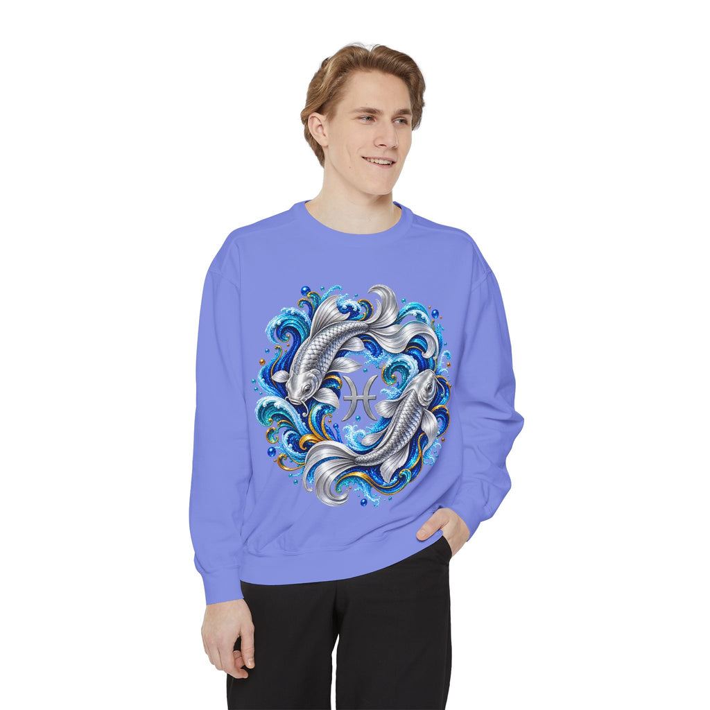 Pisces Zodiac Sweatshirt – Artistic Koi Fish Horoscope Pullover