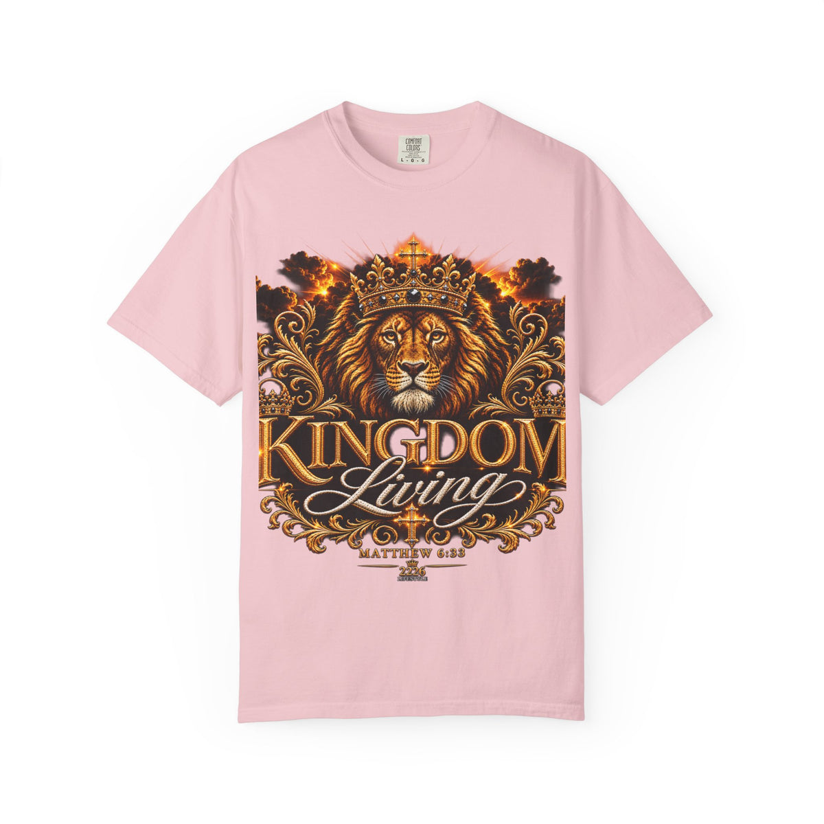 Kingdom Living Lion T-Shirt — Crowned Lion Faith Design (Matthew 6:33)