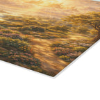 Glass Cutting Board — Serene Heavenly Landscape with River & Deer