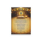 He Sees You Garden Flag - Christian Prayer Banner with Cross & Scripture