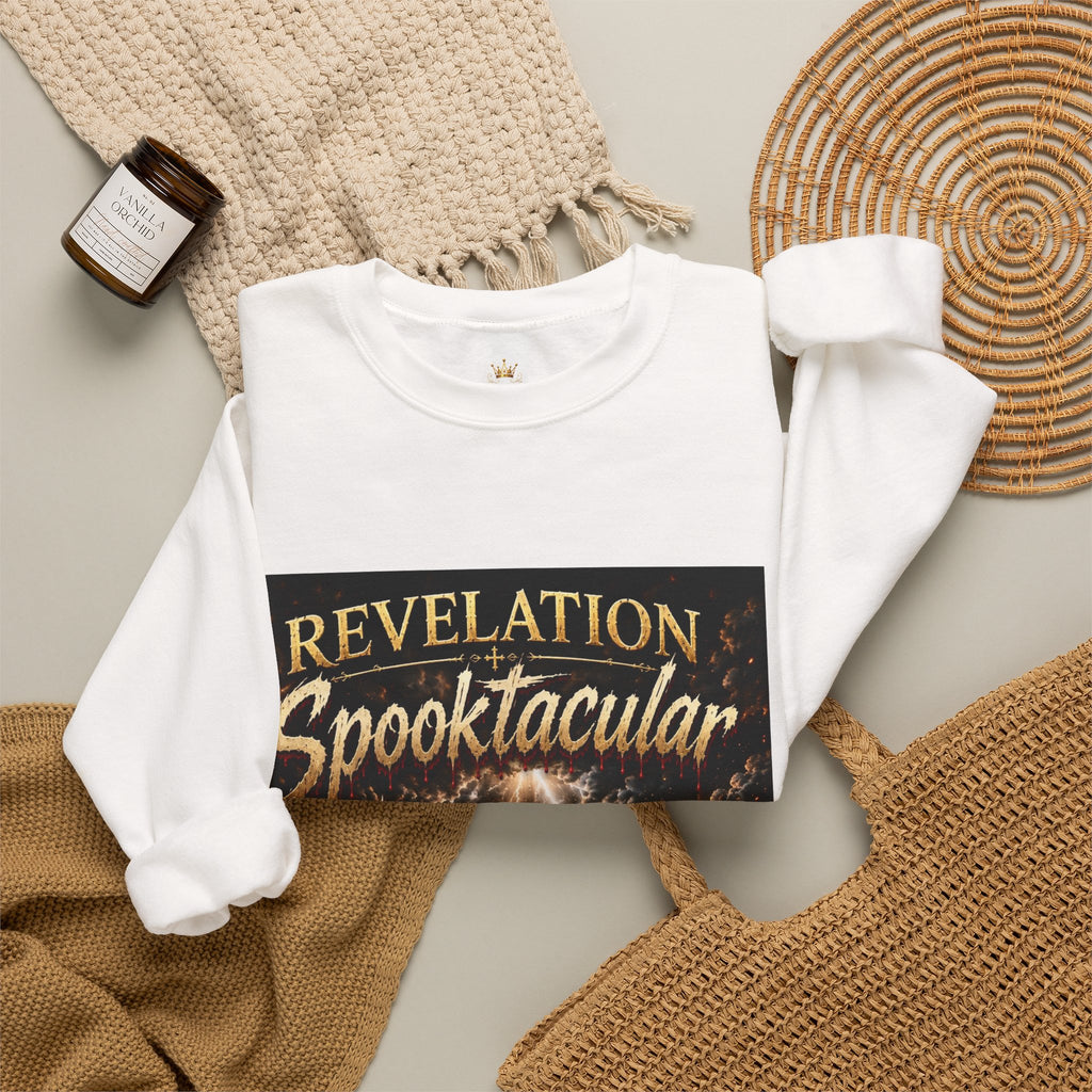 Revelation Spooktacular Sweatshirt — "God’s Reminder: He Is Still on the Throne" Crewneck