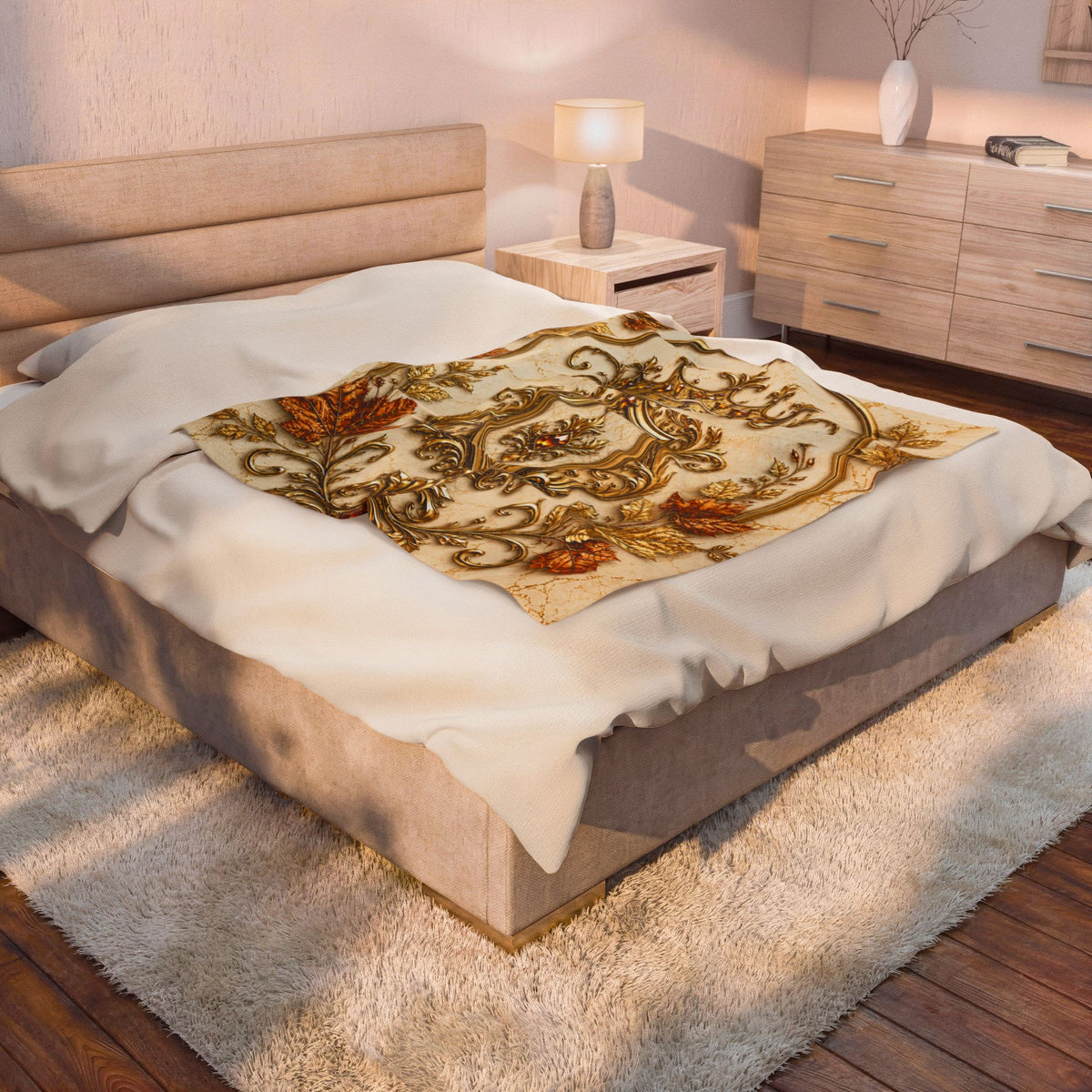 Royal Autumn Crest Velveteen Plush Blanket