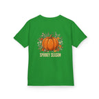 Kids Halloween Tee — Cute Ghost Holding Pumpkin "Spooky Season"