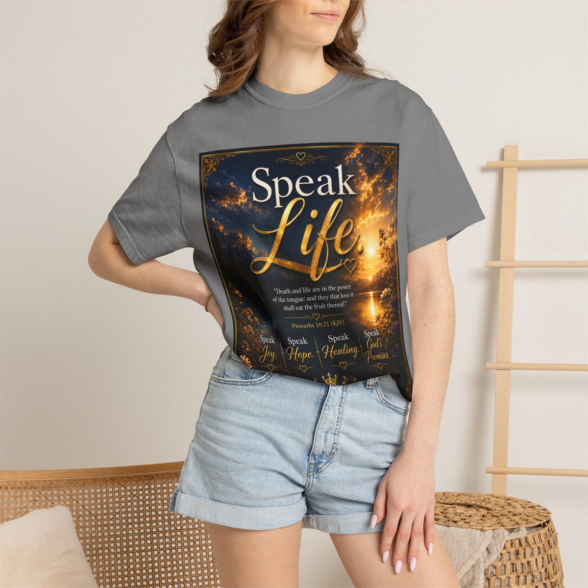 Christian Inspirational T-Shirt — "Speak Life" & "Still on the Throne" Faith Graphic Tee