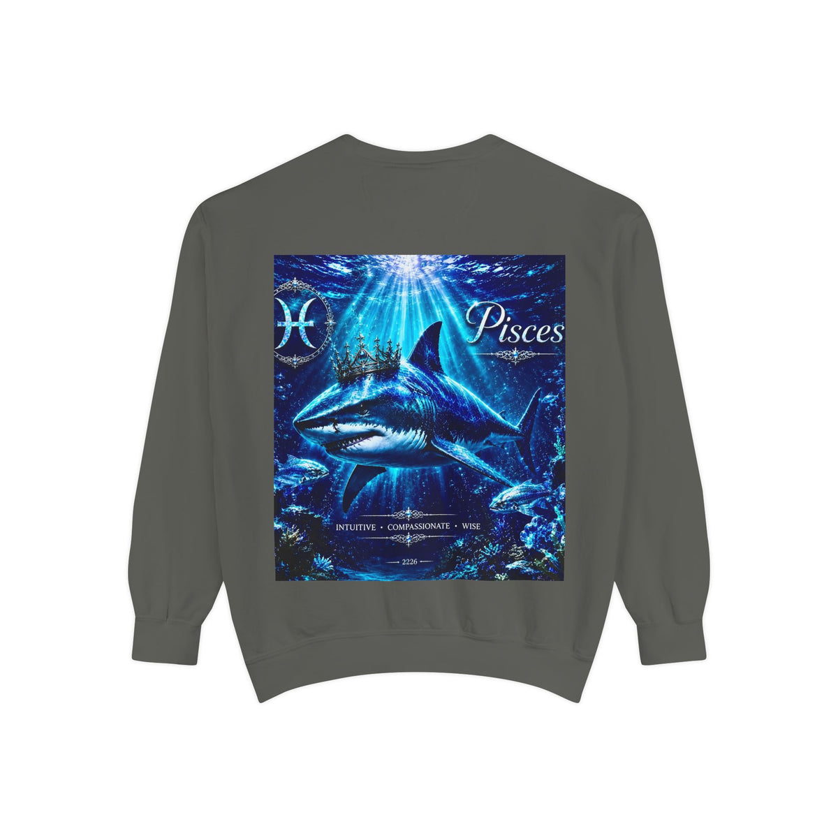 Pisces Zodiac Sweatshirt — Cosmic Blue Pisces Shark Astrological Crewneck