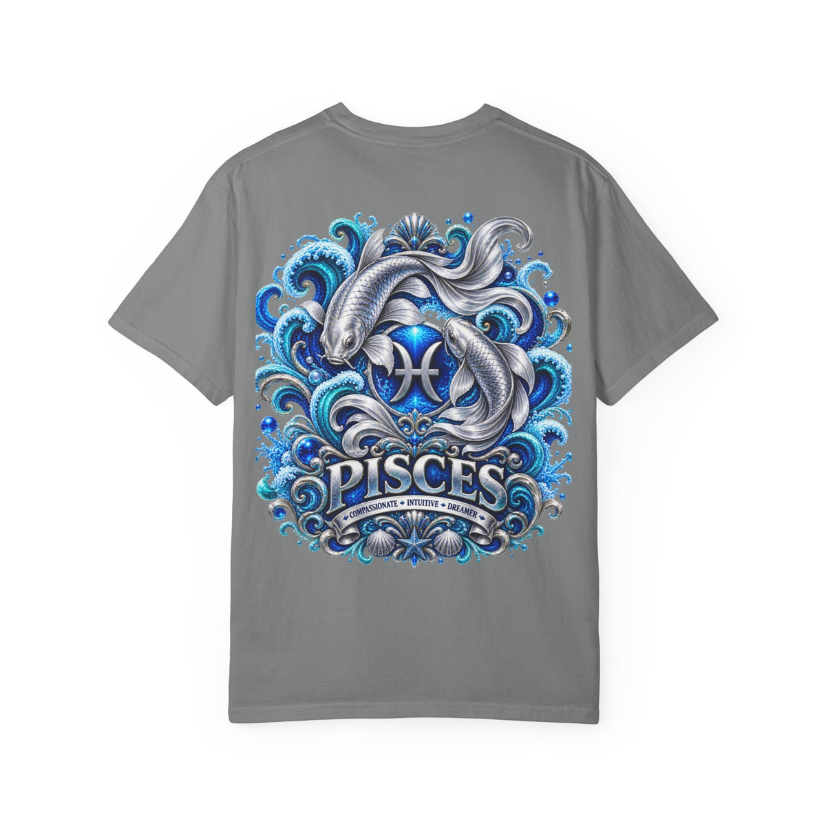 Pisces Zodiac T-Shirt — Blue Koi Fish Astrological Tee