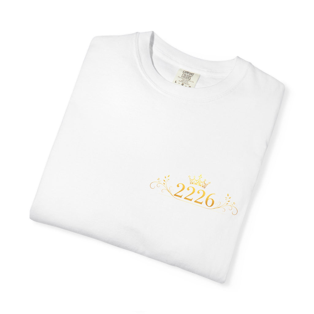 2226 Minimalist Chest Logo Tee — Subtle Gold Graphic T-Shirt