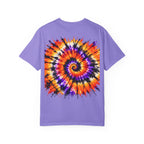 Tie-Dye Spiral T-Shirt — Orange Purple Psychedelic Graphic Tee