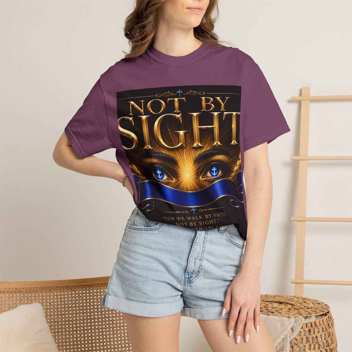 Not By Sight / Walk By Faith T‑Shirt — Christian Faith Graphic Tee