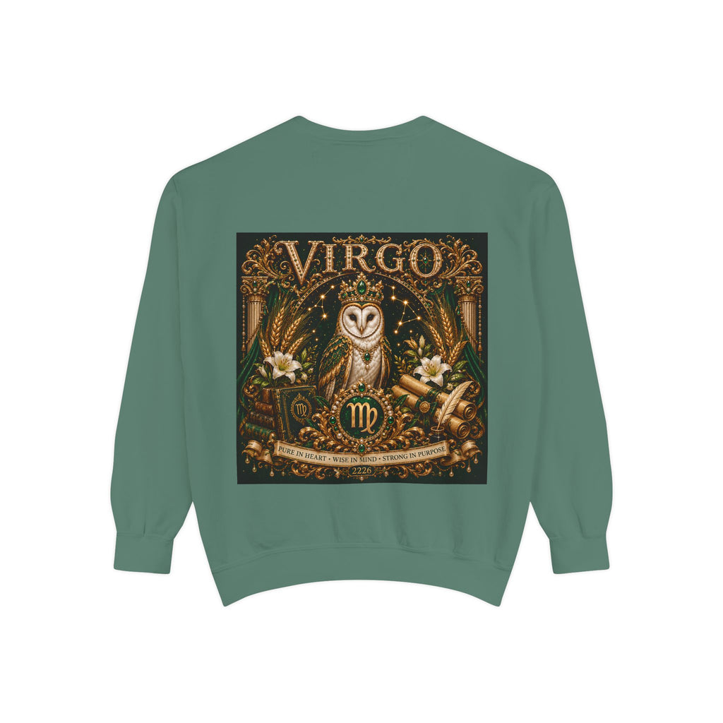 Virgo Zodiac Sweatshirt — Virgo Goddess & Owl Astrology Crewneck