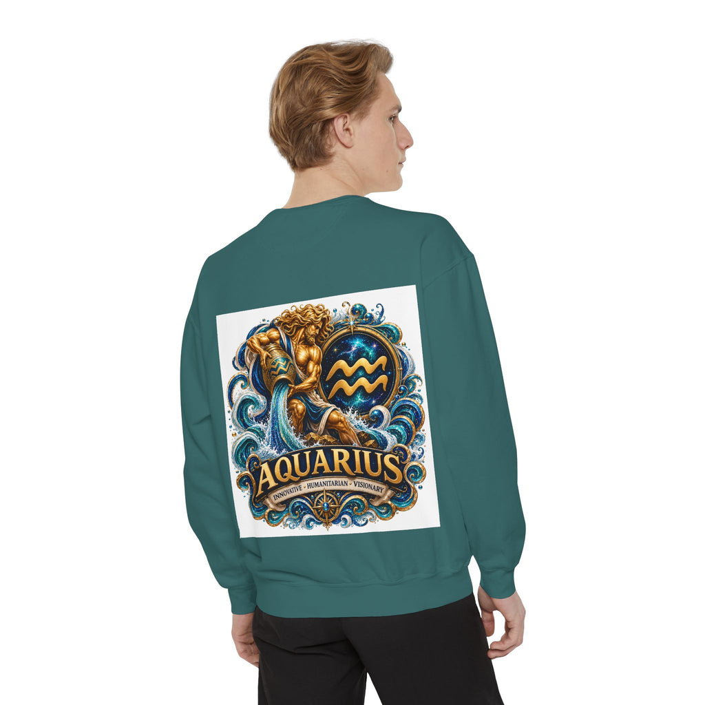 Aquarius Zodiac Sweatshirt — Water Bearer Astrology Graphic Crewneck