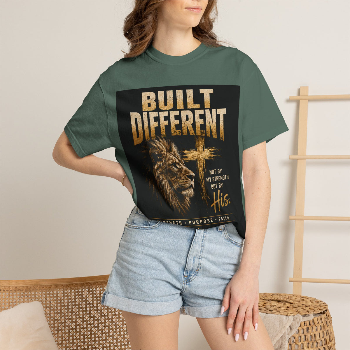 Built Different Christian Lion T-Shirt — "Built Right, Beautiful, Brilliant" Inspirational Faith Tee