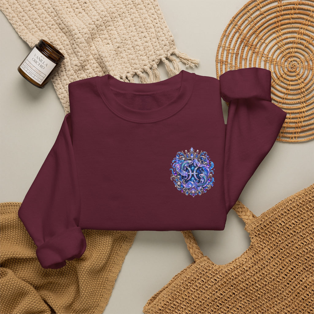Pisces Shark Zodiac Crewneck Sweatshirt — Mystical Ocean Astrology Pullover