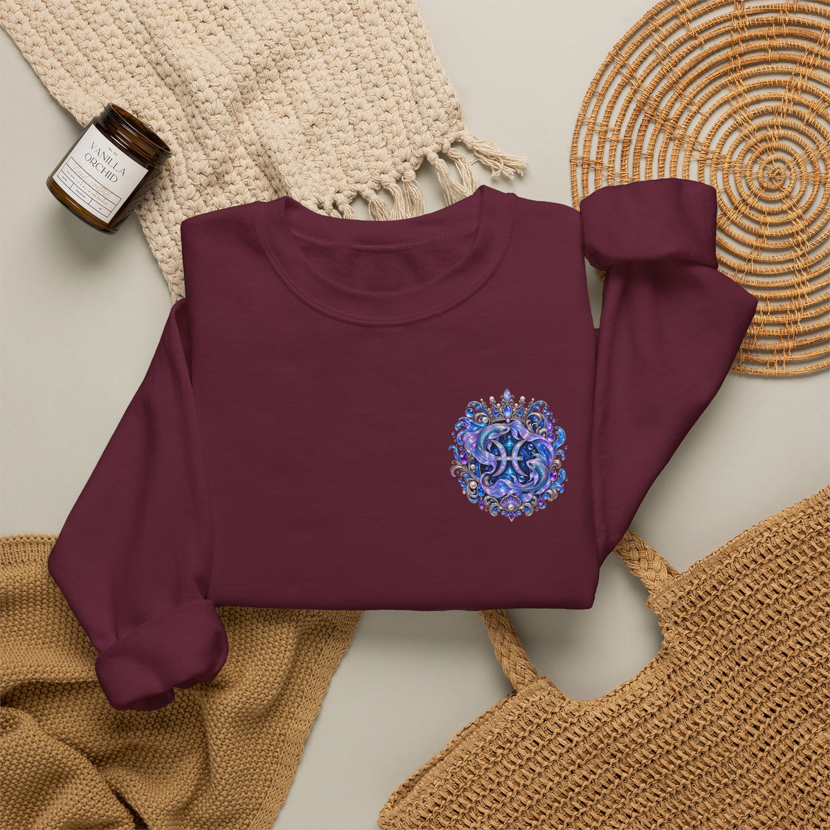 Pisces Shark Zodiac Crewneck Sweatshirt — Mystical Ocean Astrology Pullover