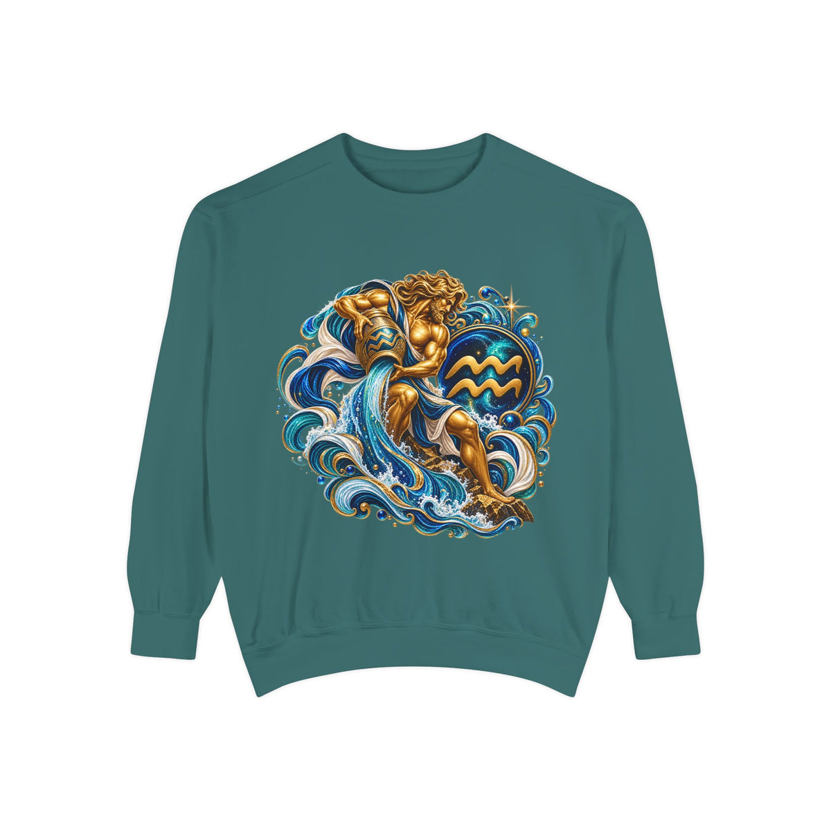 Aquarius Zodiac Sweatshirt — Water Bearer Astrology Graphic Crewneck
