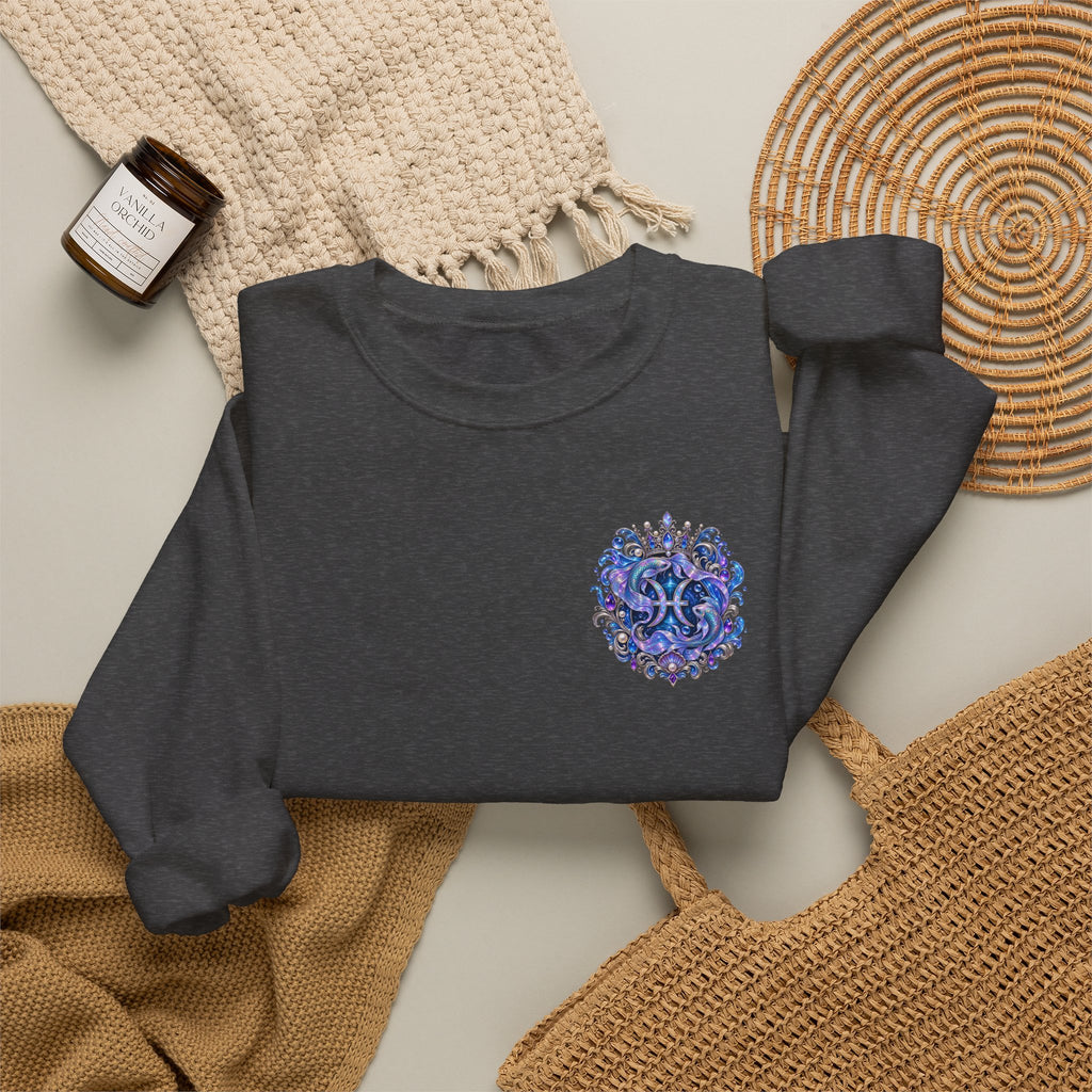 Pisces Shark Zodiac Crewneck Sweatshirt — Mystical Ocean Astrology Pullover
