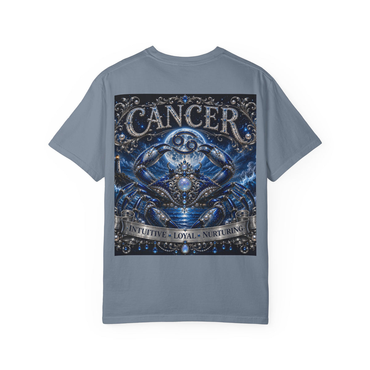 Cancer Zodiac T-Shirt — Blue Crab Astrology Tee (Intuitive, Loyal, Nurturing)