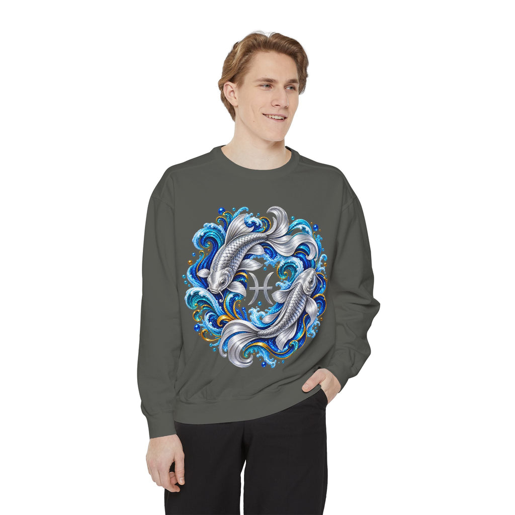 Pisces Zodiac Sweatshirt – Artistic Koi Fish Horoscope Pullover