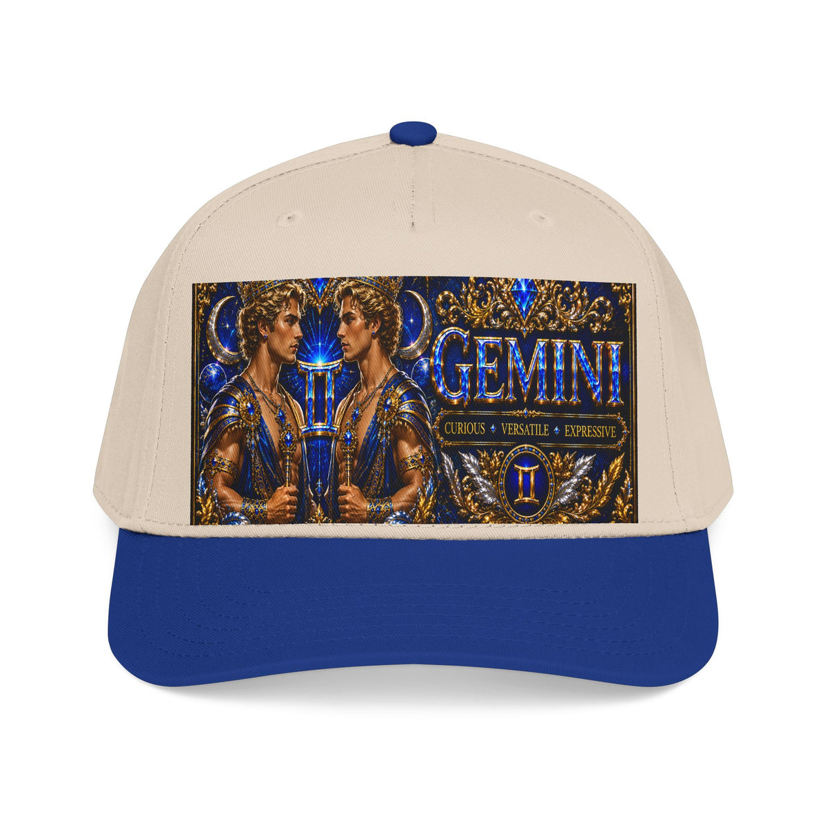 Gemini Zodiac Mid Profile Baseball Cap — Twin Constellation Astrology Design
