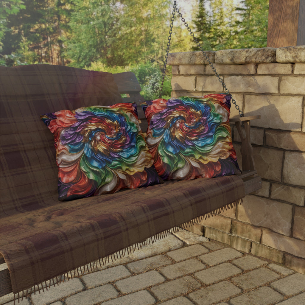 Colorful Swirl Outdoor Pillow — Vibrant Abstract Garden Cushion