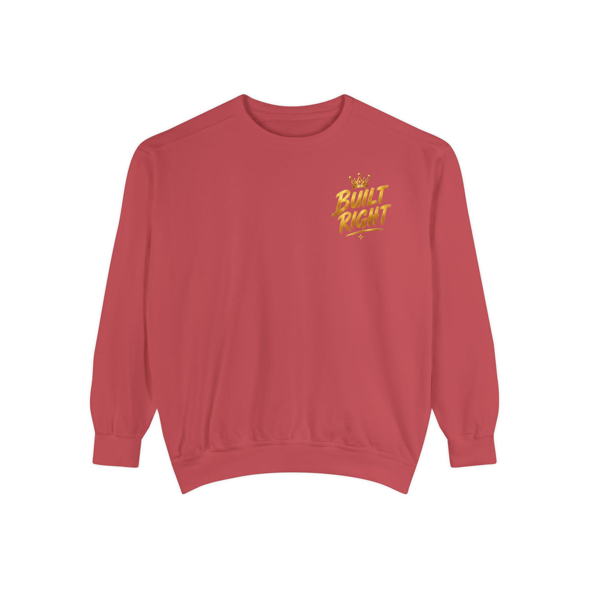 Built Right Sweatshirt — "Built Right: Beautiful. Brilliant." Gold Script Crewneck