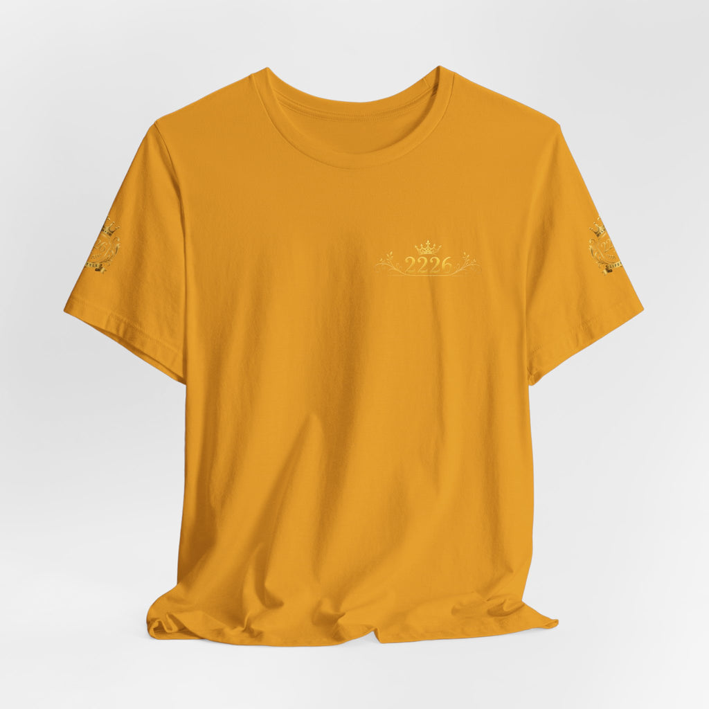 Vintage Gold Crown Tee - Minimal Royal Logo Short Sleeve Shirt