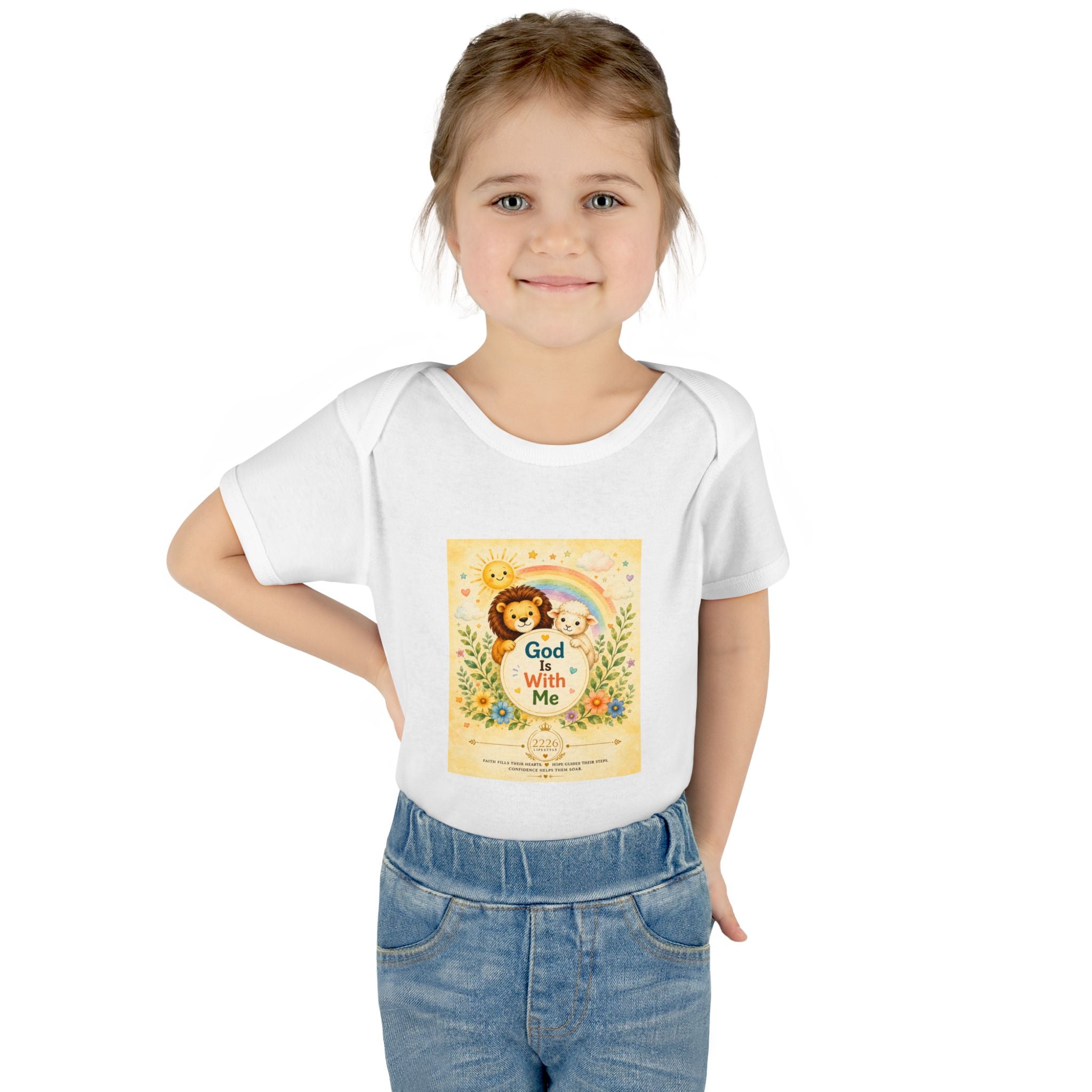 Infant Bodysuit — "God Is With Me" Cute Rainbow Nursery Baby Onesie