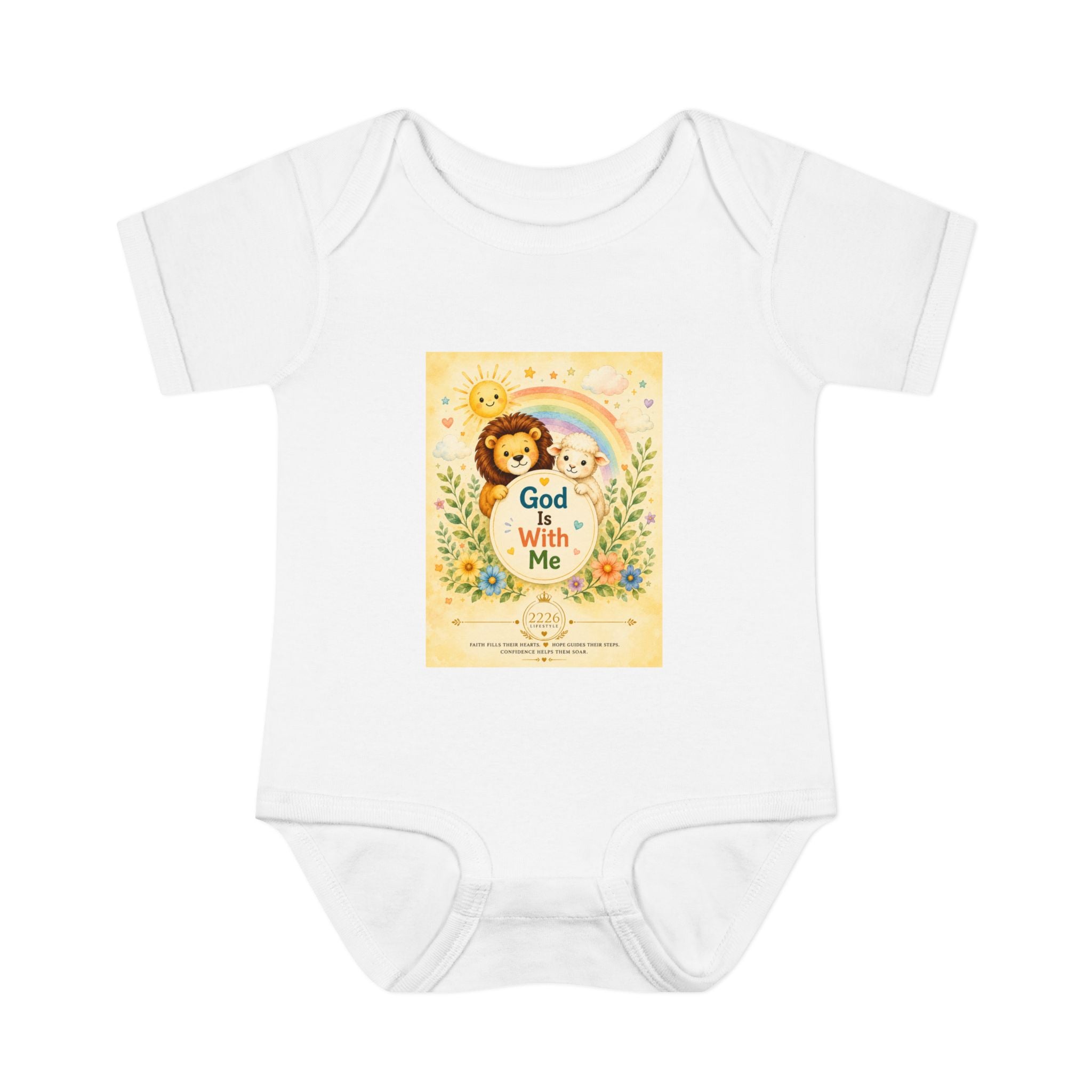 Infant Bodysuit — "God Is With Me" Cute Rainbow Nursery Baby Onesie