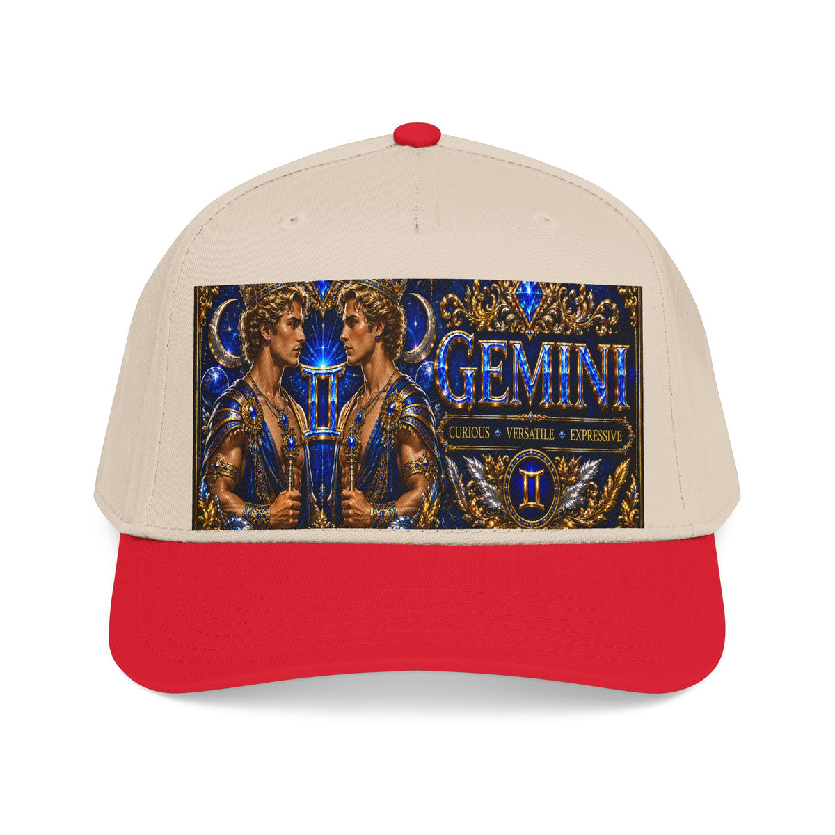 Gemini Zodiac Mid Profile Baseball Cap — Twin Constellation Astrology Design