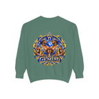 Gemini Zodiac Sweatshirt — Royal Blue & Gold Twin Symbol Crewneck