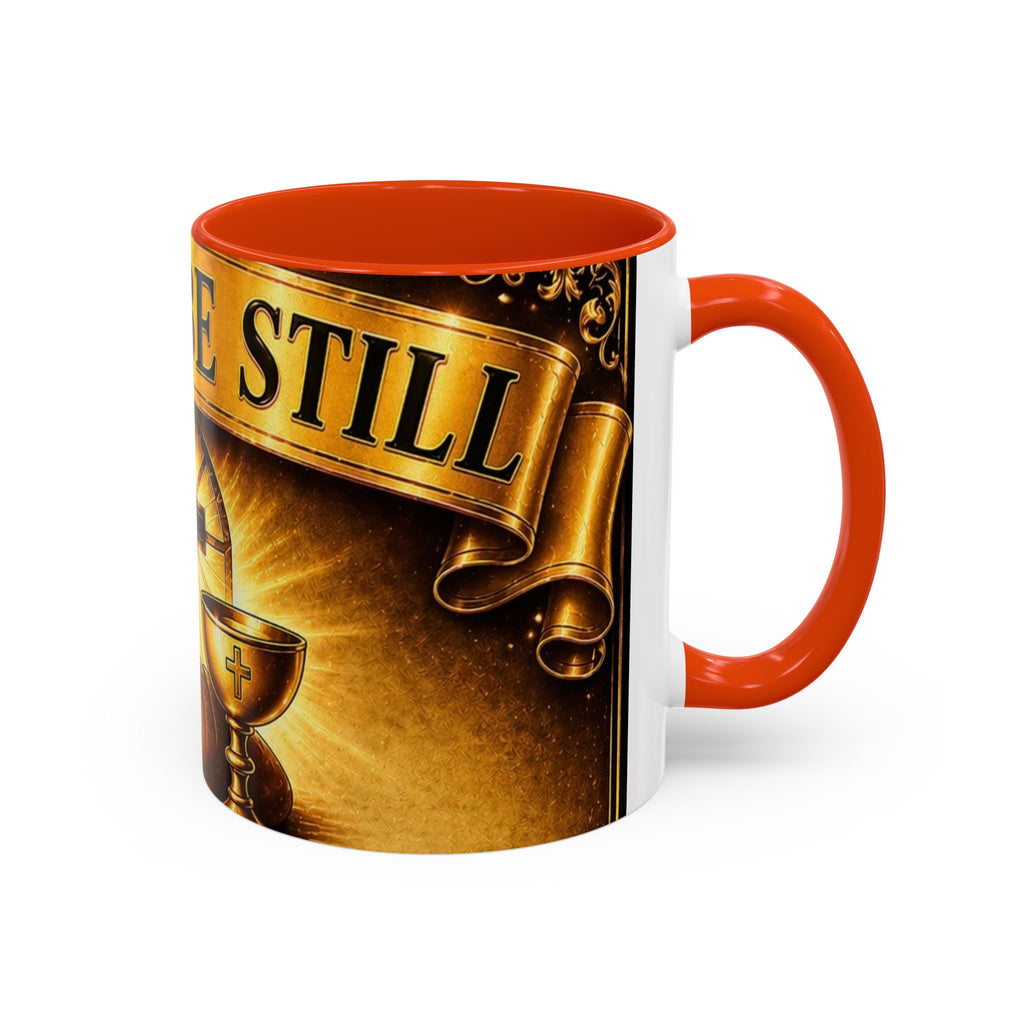 Peace Be Still Christian Coffee Mug — Communion Bread & Chalice Design