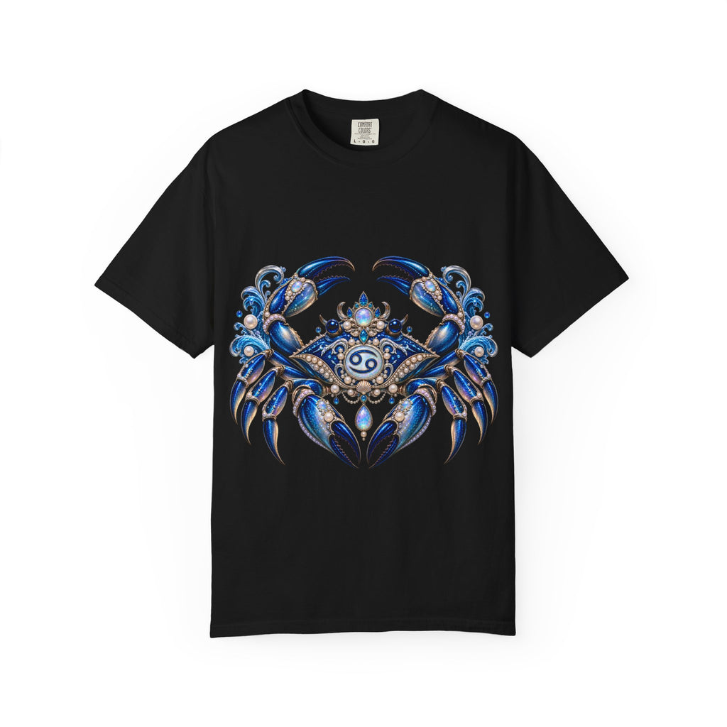 Cancer Zodiac T-Shirt — Blue Crab Astrology Tee (Intuitive, Loyal, Nurturing)